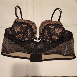 Adore Me Black and Tan Lace Bra